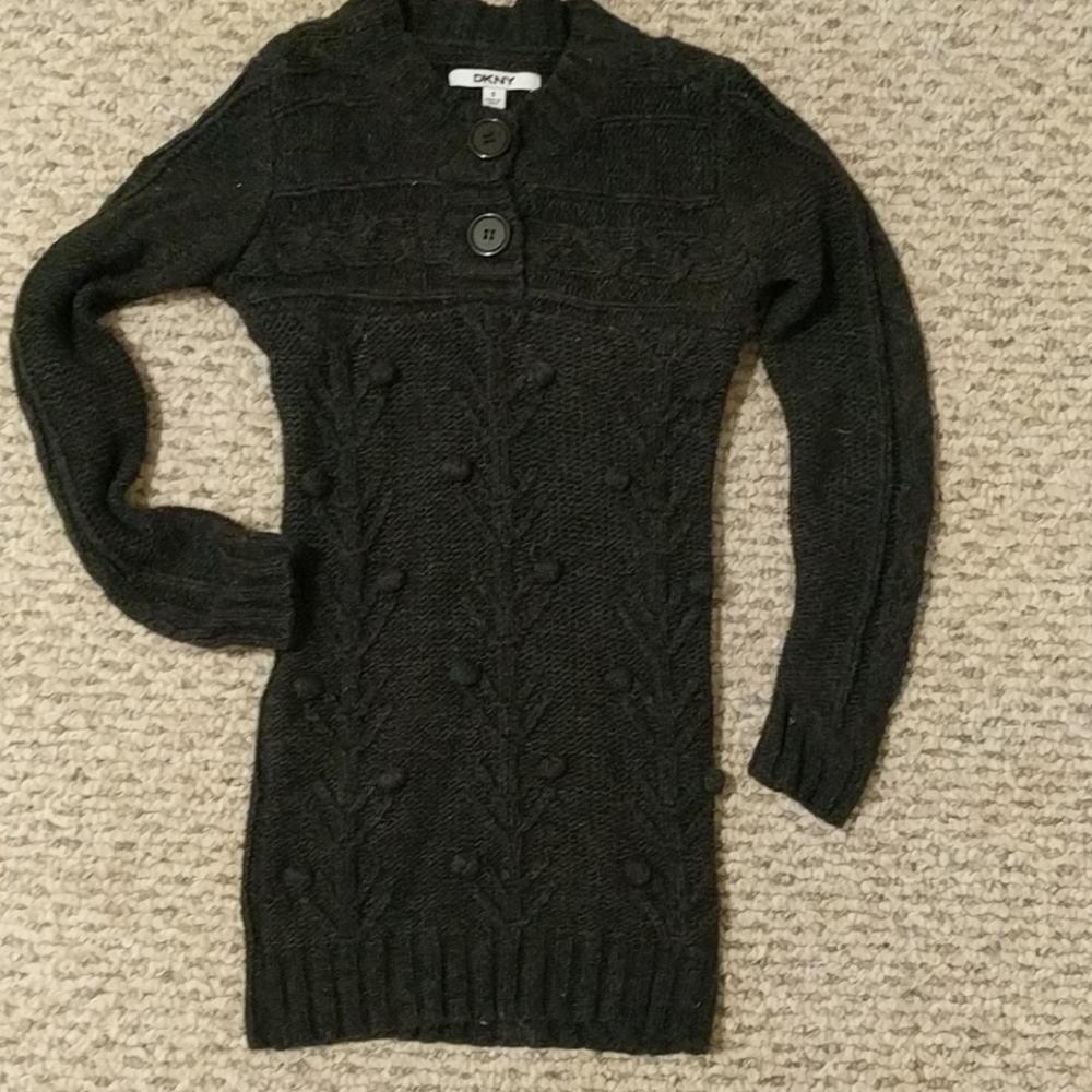 DKNY charcoal girls knit fashionable sweater dress